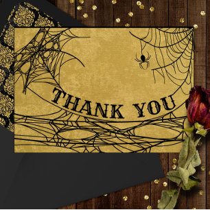 Gothic Spider Web Halloween Wedding Thank You Card