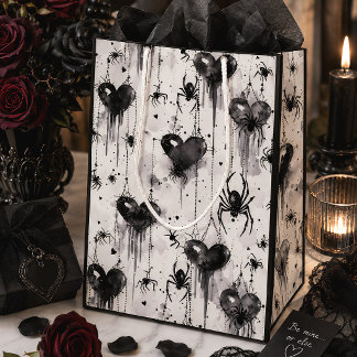 Gothic Spider Web Hearts Valentine Medium Gift Bag
