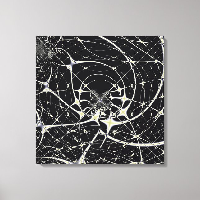 Gothic Spiderweb Abstract Gold Pattern Canvas Print (Front)