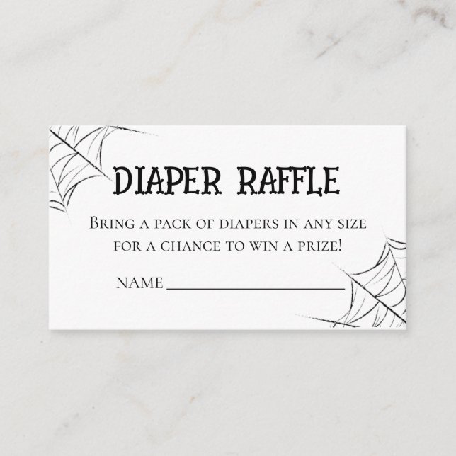 Gothic Spiderweb Diaper Raffle Baby Shower Insert  (Front)