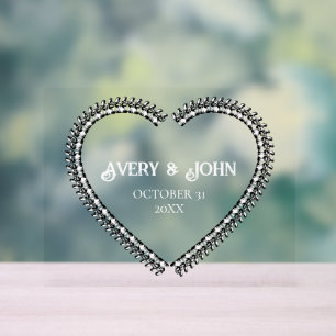 Gothic Spine Heart Bone Minimalistic Wedding Acrylic Sign