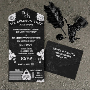 Gothic Spirit Board Fall Halloween, Witchy Wedding All In One Invitation