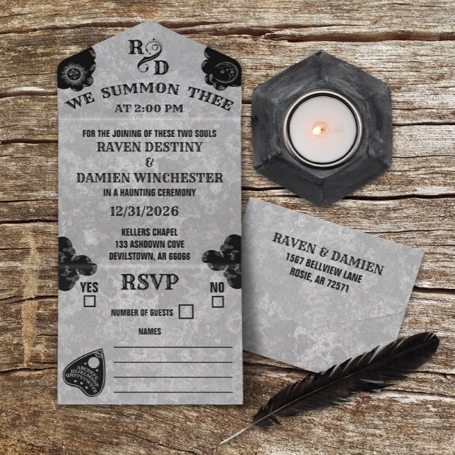 Gothic Spirit Board, Witchy Fall Halloween Wedding All In One Invitation (Creator Uploaded)