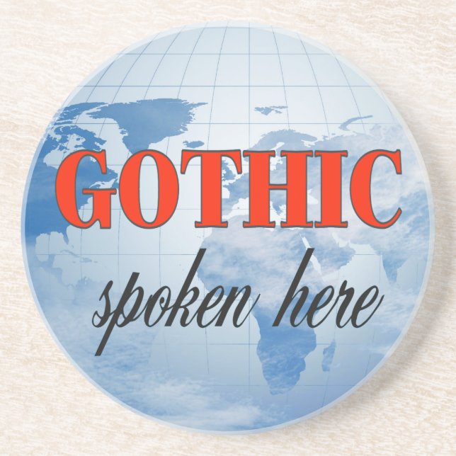 Gothic spoken here cloudy earth coaster (Front)