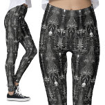 Gothic Spooky Architecture Dark Alien Spider Web Leggings<br><div class="desc">Gothic Spooky Architecture Leggings | Dark Alien Web Design Explore the mysterious allure of my Gothic Spooky Architecture Leggings, featuring a unique design reminiscent of spider webs with subtle alien influences. The intriguing pattern, resembling skull emblems within stringy ectoplasm spider-web motifs, is sure to spark conversations. Step into the dark...</div>