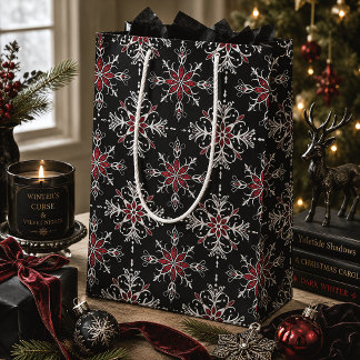 Gothic Spooky Christmas snowflakes Medium Gift Bag