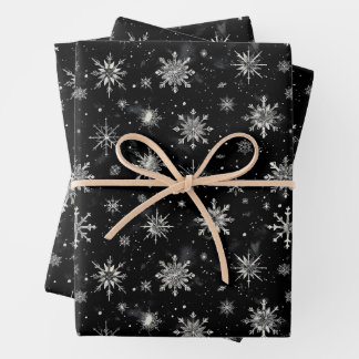 Gothic spooky christmas snowflakes wrapping paper sheet
