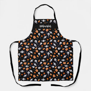 Gothic Spooky Trick or Treat Candy Kitchen Witch Apron