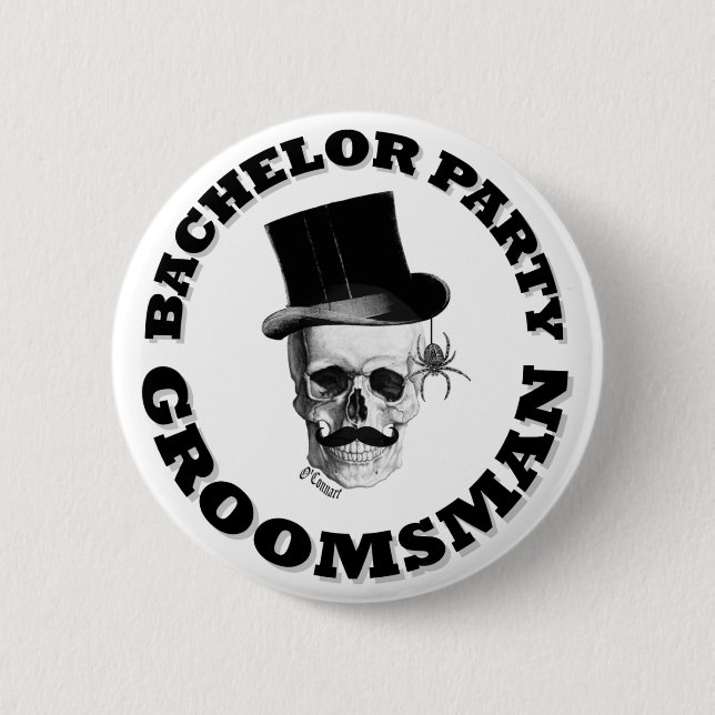 Gothic steampunk bachelor party 6 cm round badge (Front)