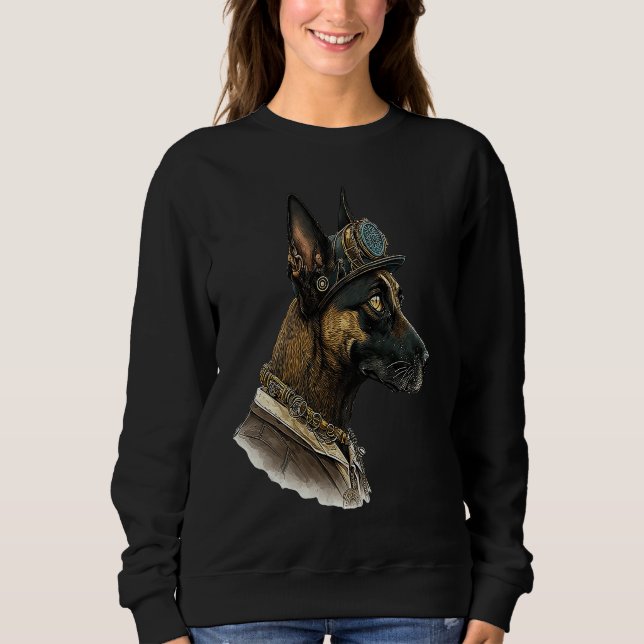Gothic Steampunk Belgian Malinois Sweatshirt (Front)