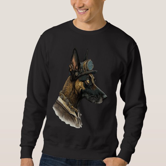 Gothic Steampunk Belgian Malinois Sweatshirt (Front)