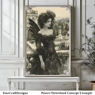 Gothic Steampunk Fantasy Curly Hair Angel B4R Poster