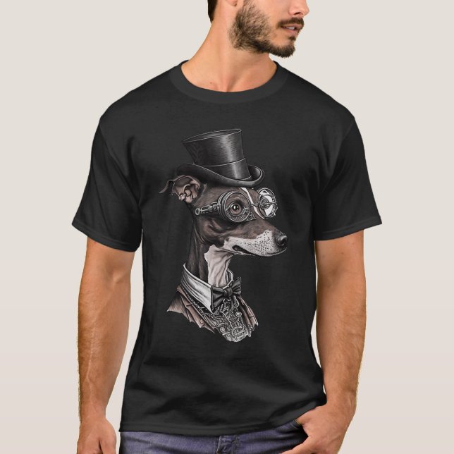 Gothic Steampunk Italian Greyhound T-Shirt (Front)