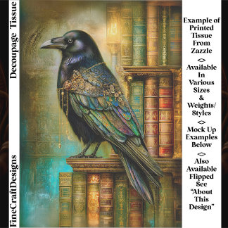 Gothic/Steampunk Raven With Antique Books ET5L Tissue Paper