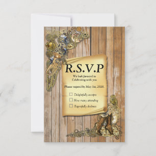 Gothic  - Steampunk RSVP On Wood Card