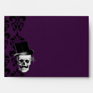 Gothic steampunk skull and damask envelopes