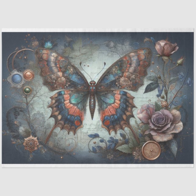 Gothic Steampunk Victorian Butterfly Decoupage Tissue Paper (Front)