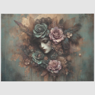 Gothic Steampunk Victorian Floral Lady Decoupage Tissue Paper