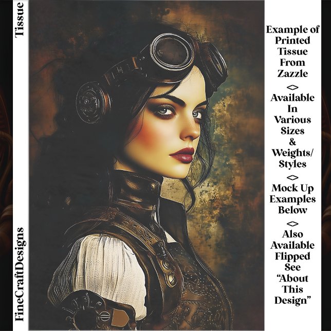 Gothic Steampunk Woman, Industrial EH9R Decoupage Tissue Paper (Creator Uploaded)