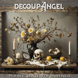 Gothic Still Life with Skull - Decoupage - Tissue Paper