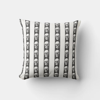 Gothic striped pattern with skulls cushion