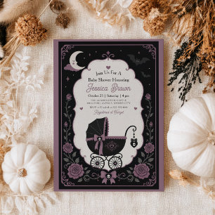 Gothic Stroller Elegant Halloween Baby Shower Invitation