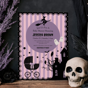 Gothic Stroller Witchy Halloween Baby Shower Invitation