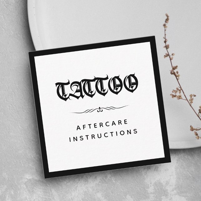Gothic Style Tattoo Aftercare Instructions Bold Square Business Card (Creator Uploaded)