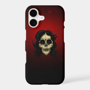 Gothic Sugar Skull Woman Red Rose Day of the Dead 