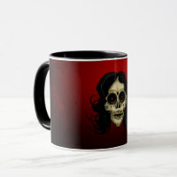 Gothic Sugar Skull Woman Red Rose Day of the Dead
