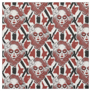 Gothic sugar style skull siren fabric
