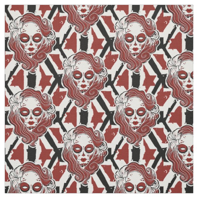 Gothic sugar style skull siren fabric (Swatch)