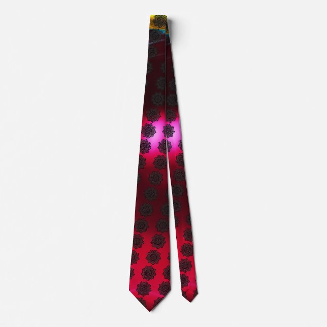 GOTHIC SUN Celtic Knots Red Burgundy Gem Tie (Front)