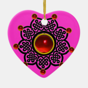 GOTHIC SUN Red Ruby Gem Ceramic Tree Decoration