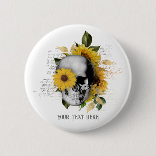 Gothic Sunflower Skeleton 6 Cm Round Badge