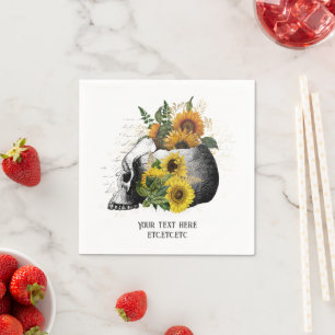 Gothic Sunflower Skeleton Napkin