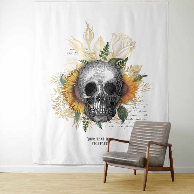 Gothic Sunflower Skeleton Tapestry (In Situ)