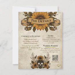 Gothic Sunflower Skull Fall Vintage Halloween Announcement