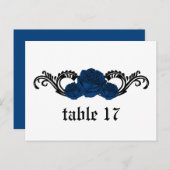 Gothic Swirl Roses Table Number Postcard, Blue Postcard (Front/Back)