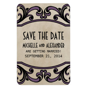 Gothic Swirls Save the Date Magnet, Purple Magnet