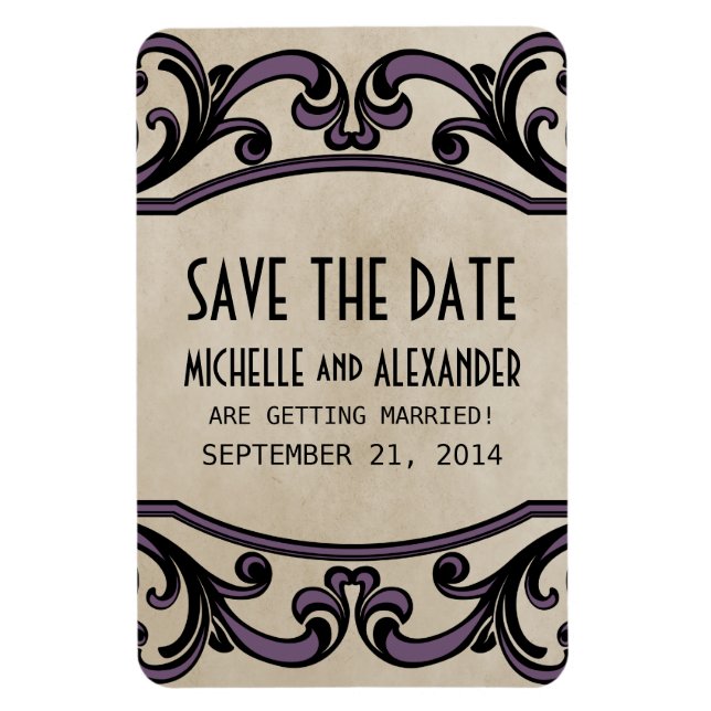 Gothic Swirls Save the Date Magnet, Purple Magnet (Vertical)