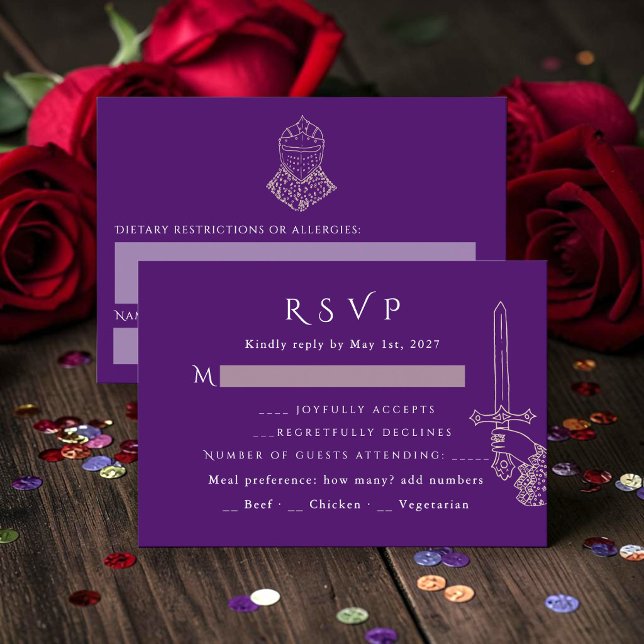 Gothic Sword Mediaeval Knight Wedding RSVP Card (Creator Uploaded)
