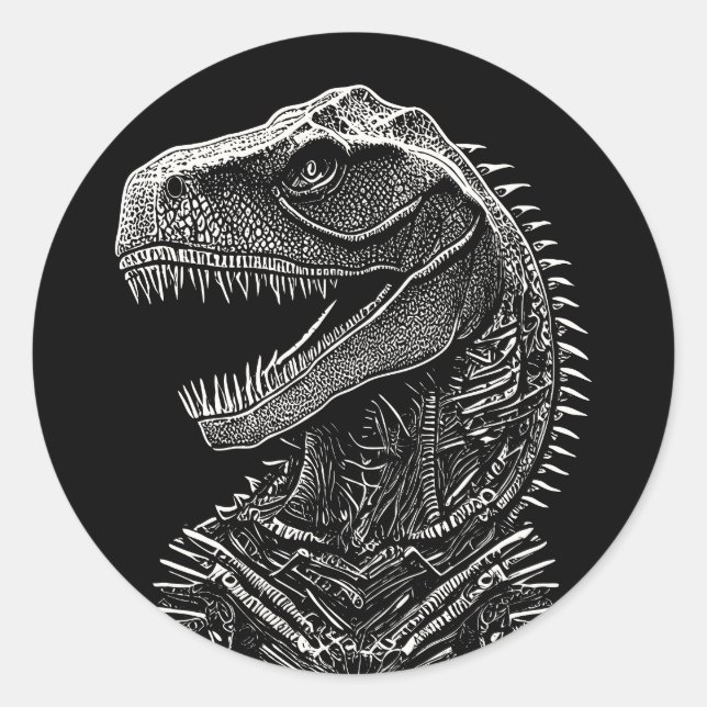 Gothic T-Rex Dinosaur Classic Round Sticker (Front)