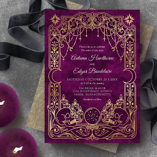 Gothic Tarot Burgundy Witch Wedding Invitation