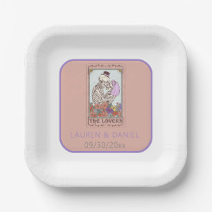 Gothic Tarot Card Lovers Names Wedding Paper Plate