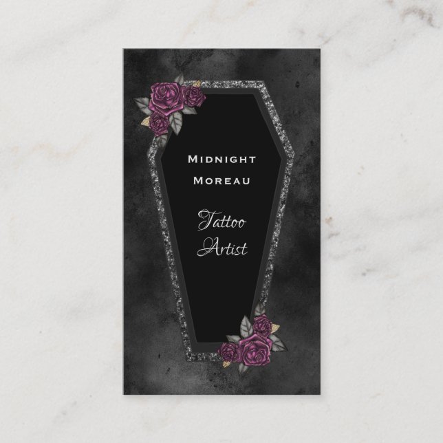 Gothic Tattoo Artist QR Code Business Card (Front)