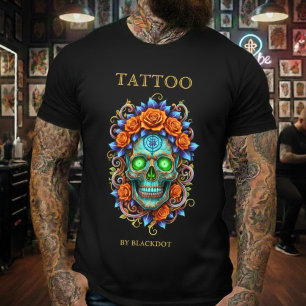 Gothic Tattoo Artist Rose Skull Tattoo Studio T-Shirt
