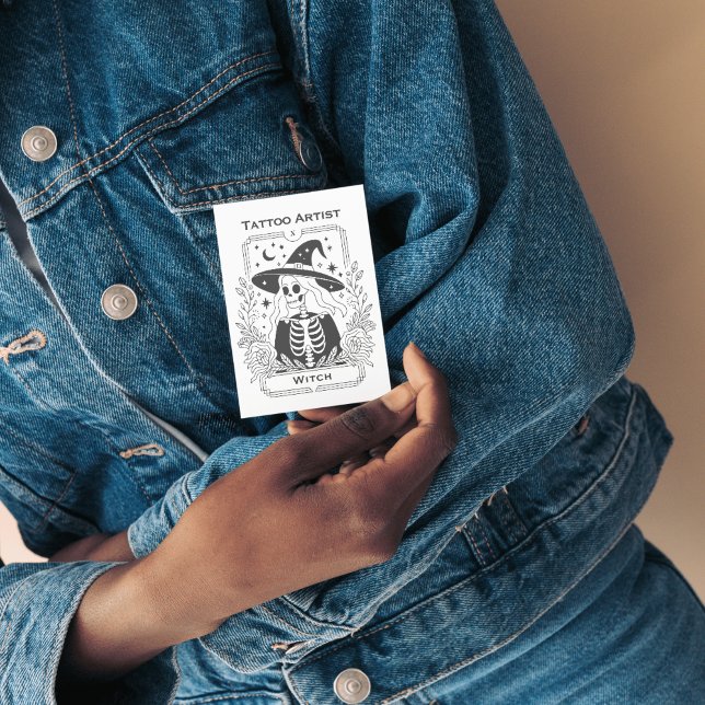 Gothic Tattoo Black And White Witch Tarot Design Business Card (Gothic Tattoo Black And White Witch Tarot Design Business Card)