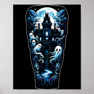 Gothic tattoo haunted mansion ghost tattoo lover poster