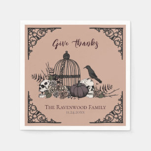Gothic Thanksgiving Victorian Give Thanks Napkin